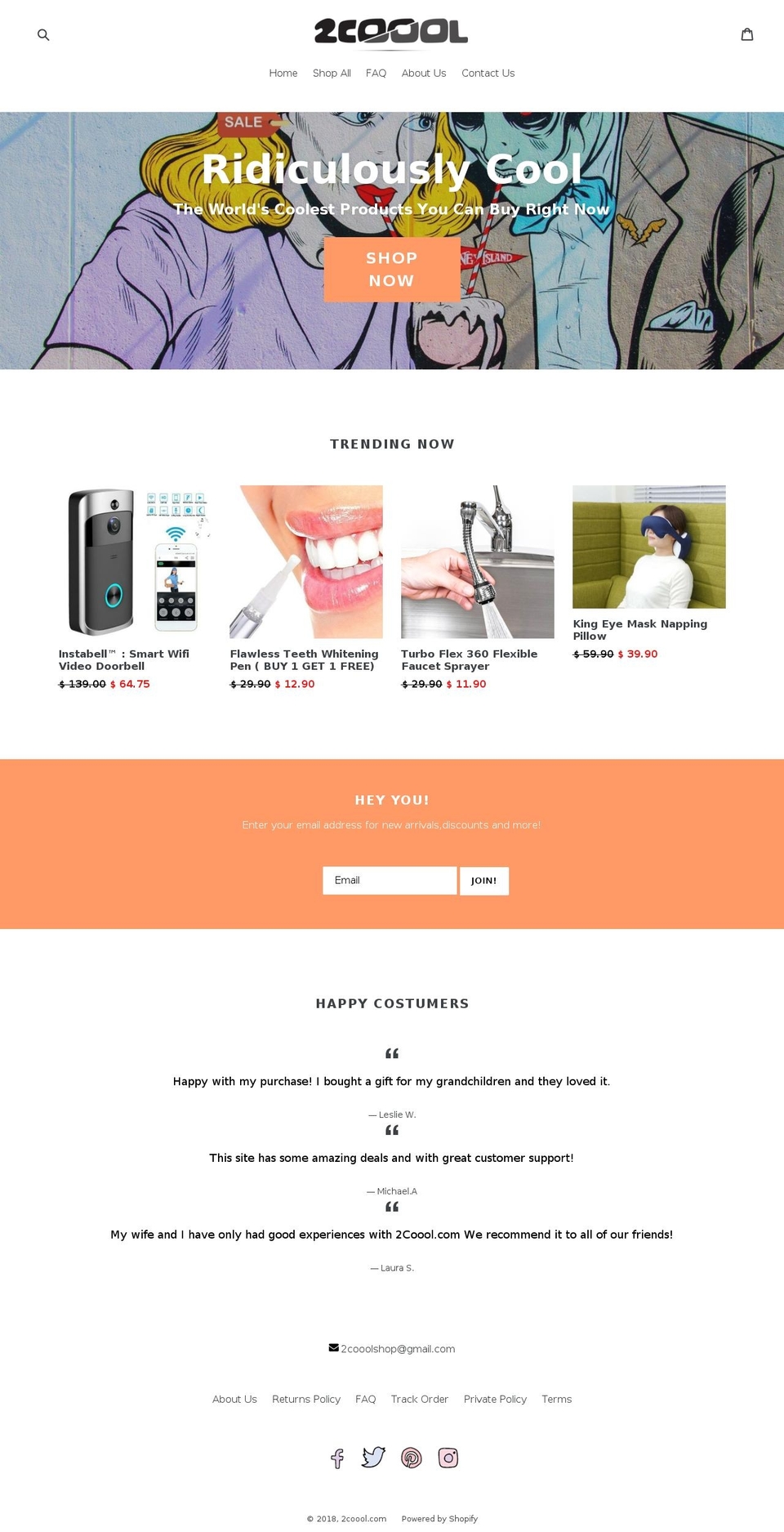 2coool.com — Shopify storefront screenshot