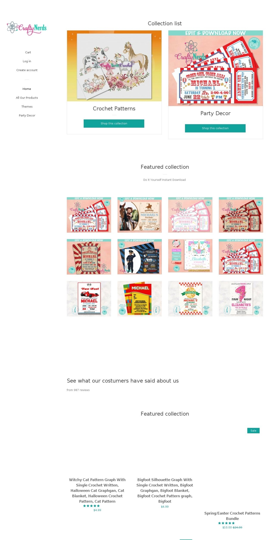 2craftynerds.com shopify website screenshot