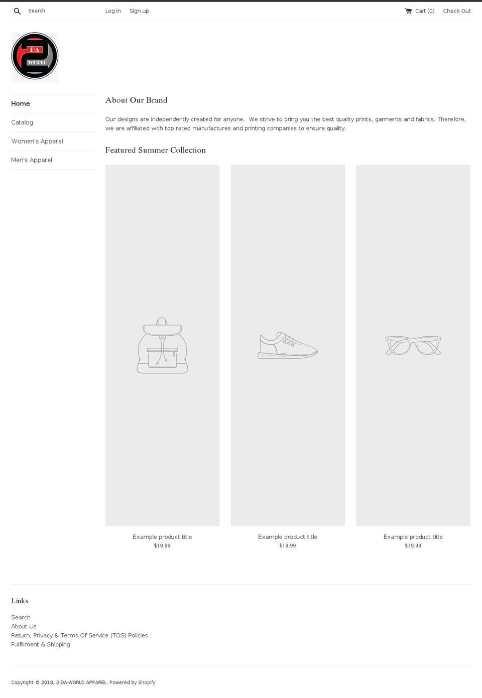 2daworld.com shopify website screenshot