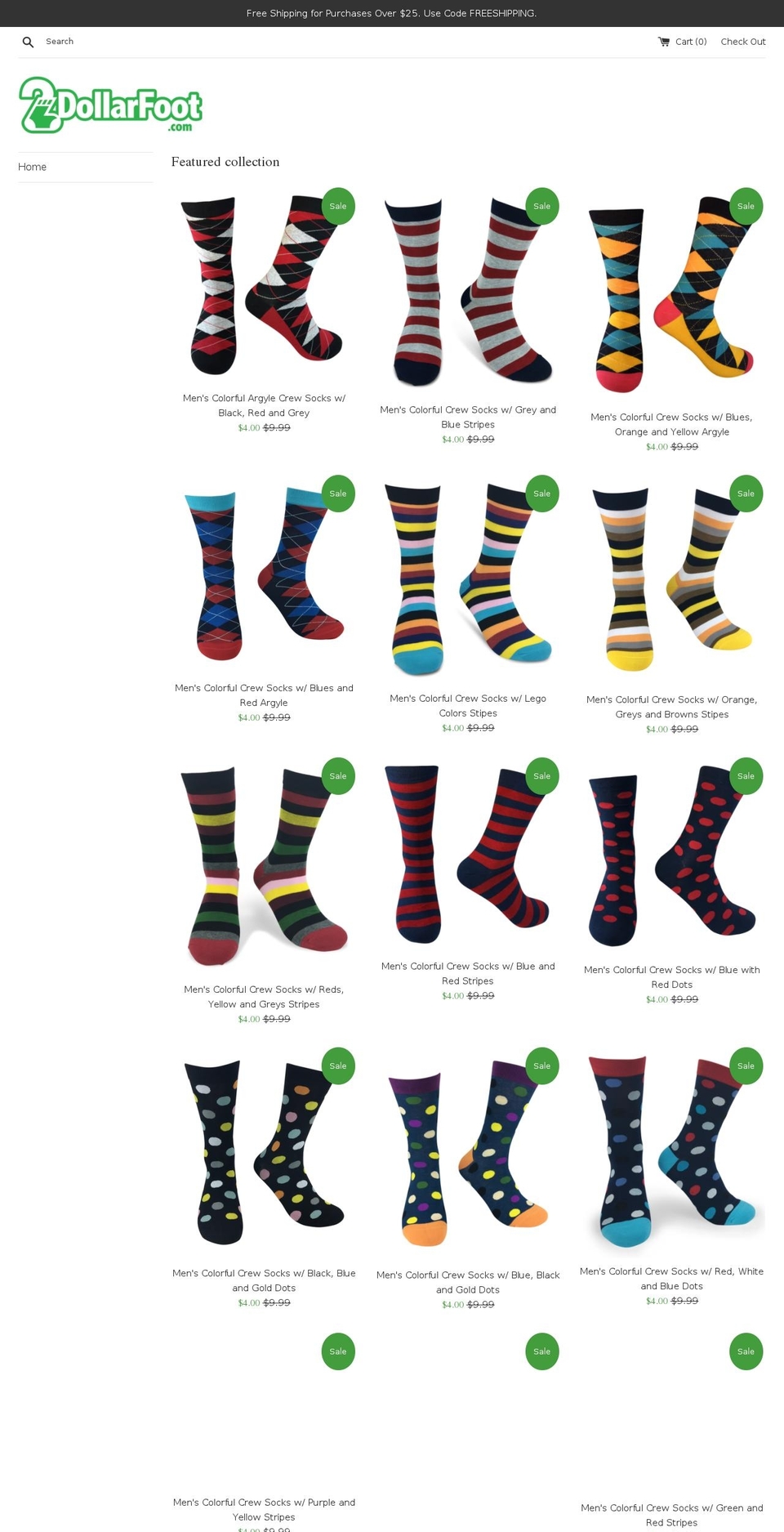 2dollarfoot.com — Shopify storefront screenshot