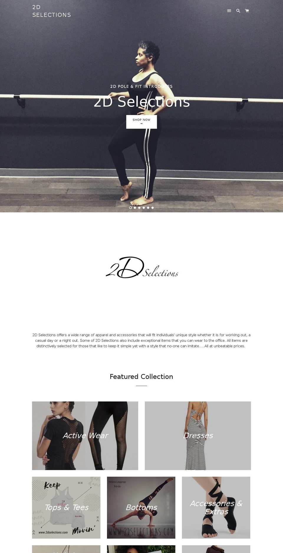 2dselections.com shopify website screenshot