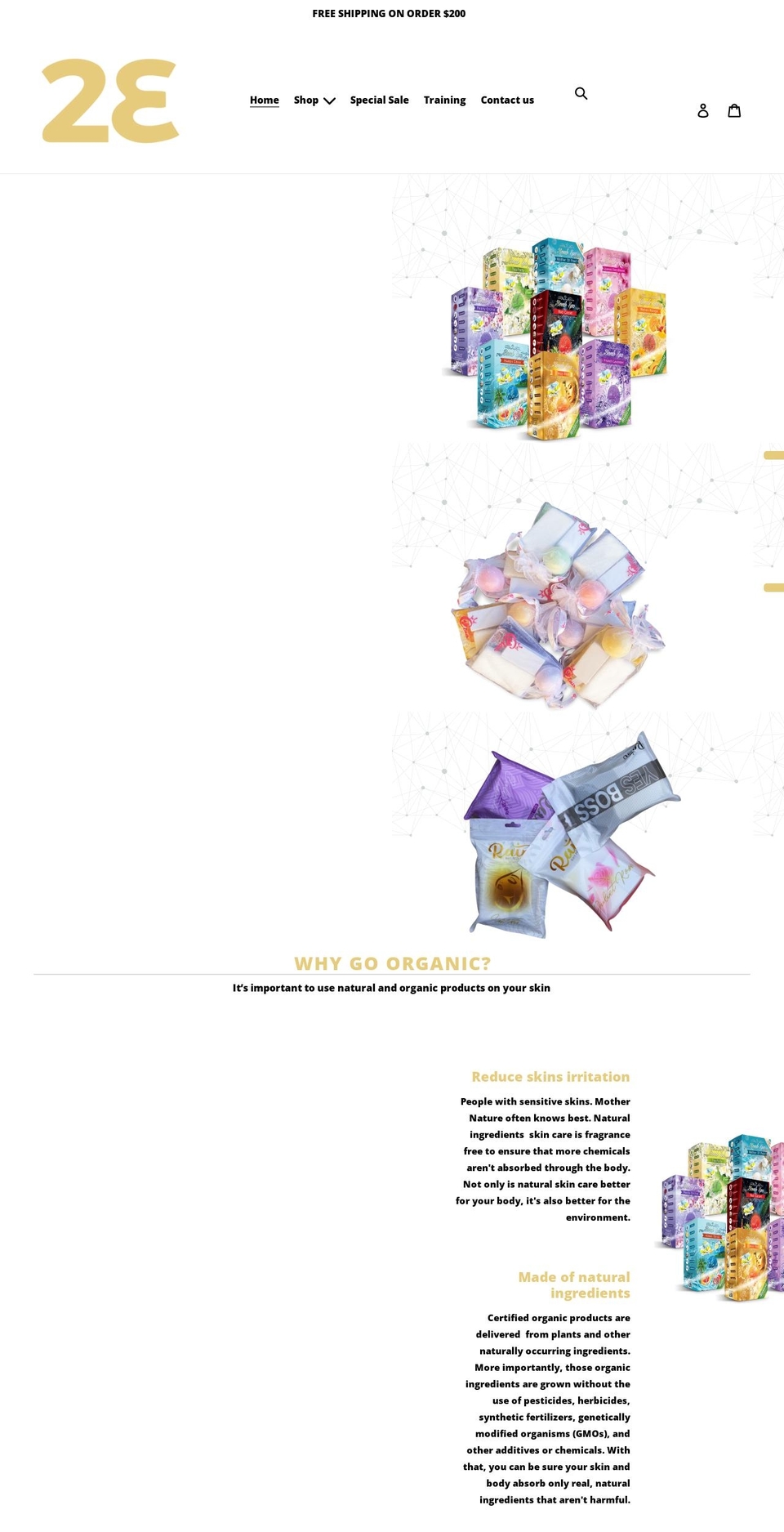 2eorganic.com shopify website screenshot