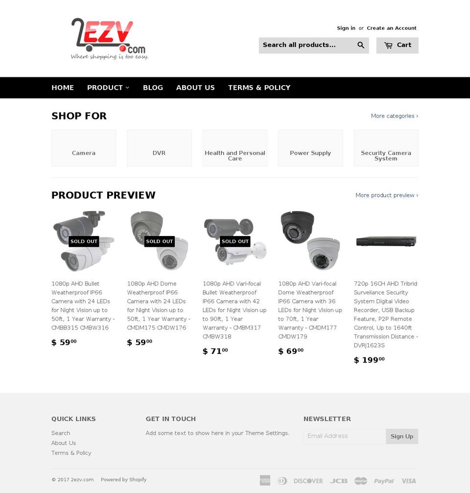2ezv.com shopify website screenshot