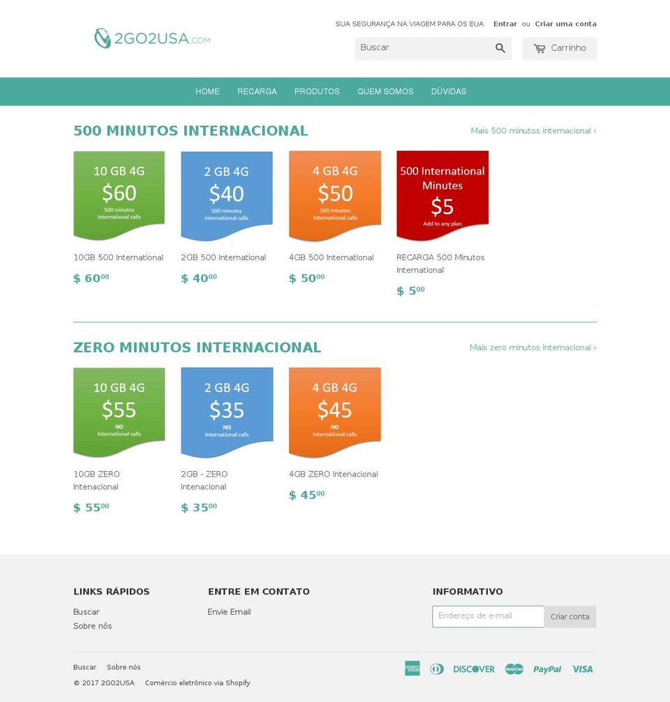 2go2usa.com shopify website screenshot