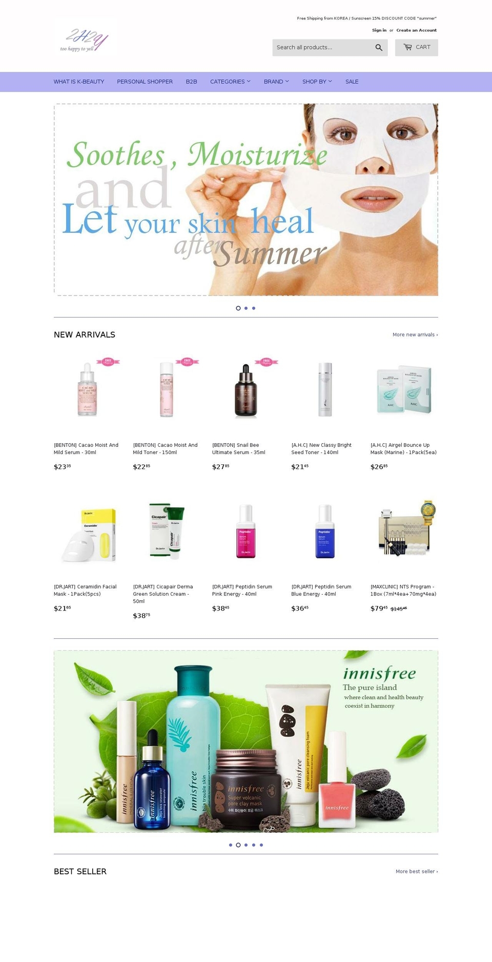 2h2y.com — Shopify storefront screenshot