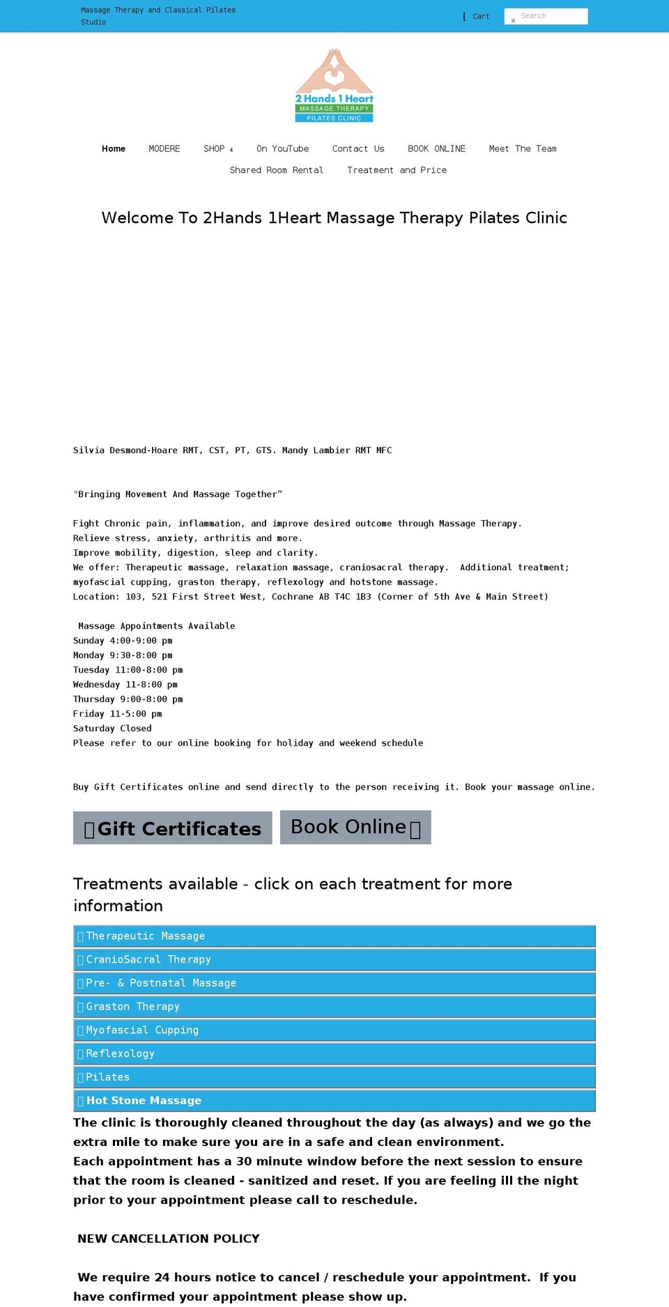 2hands1heart.com shopify website screenshot