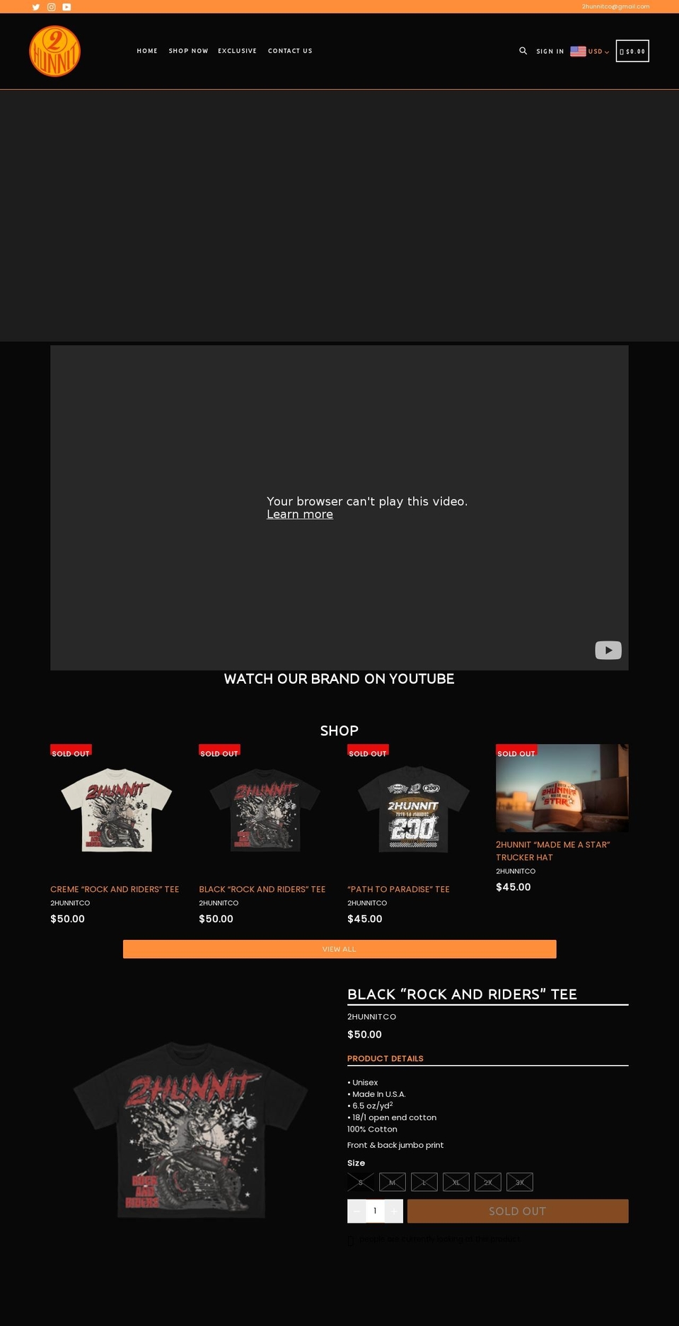 2hunnitco.com shopify website screenshot