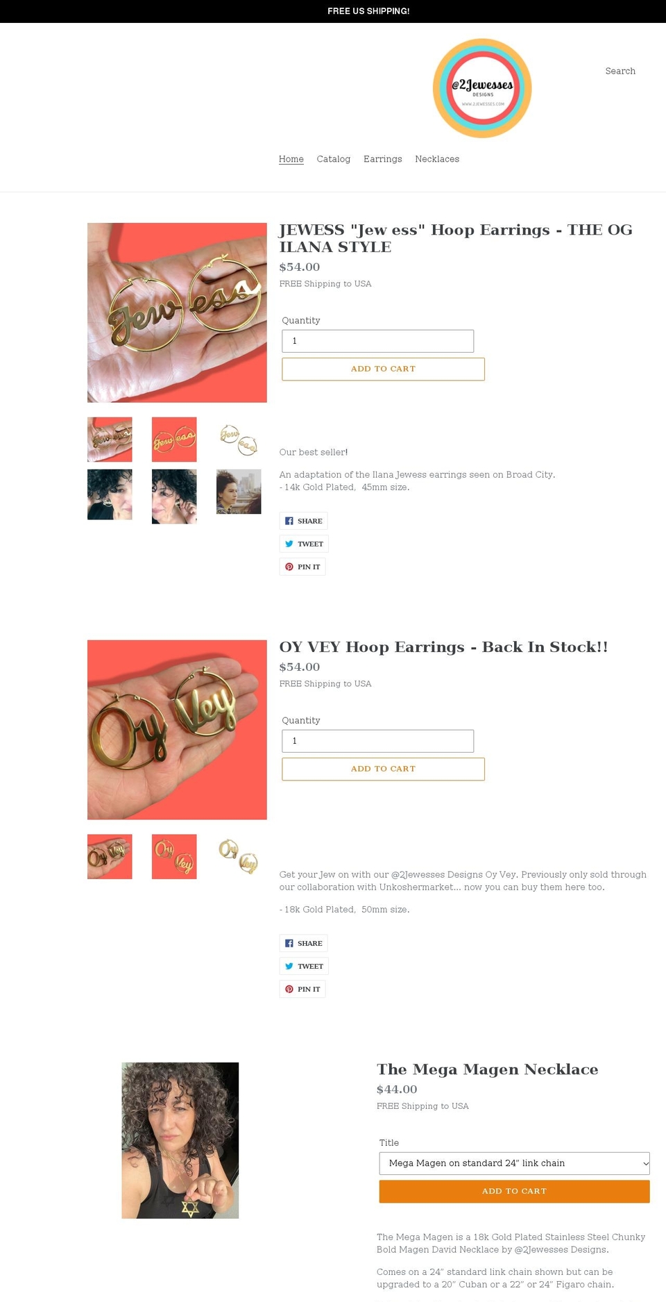 2jewesses.com shopify website screenshot