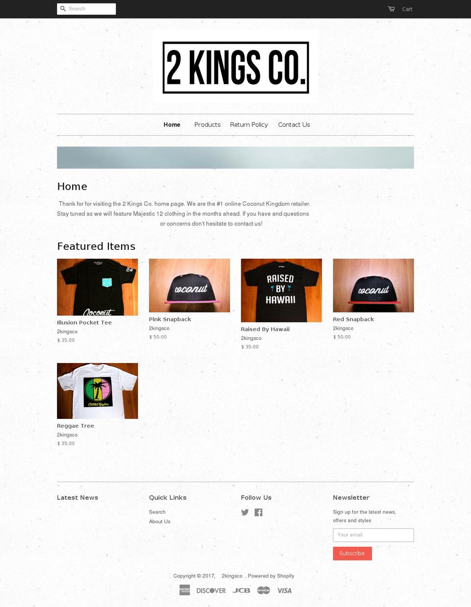 2kingsllc.com shopify website screenshot