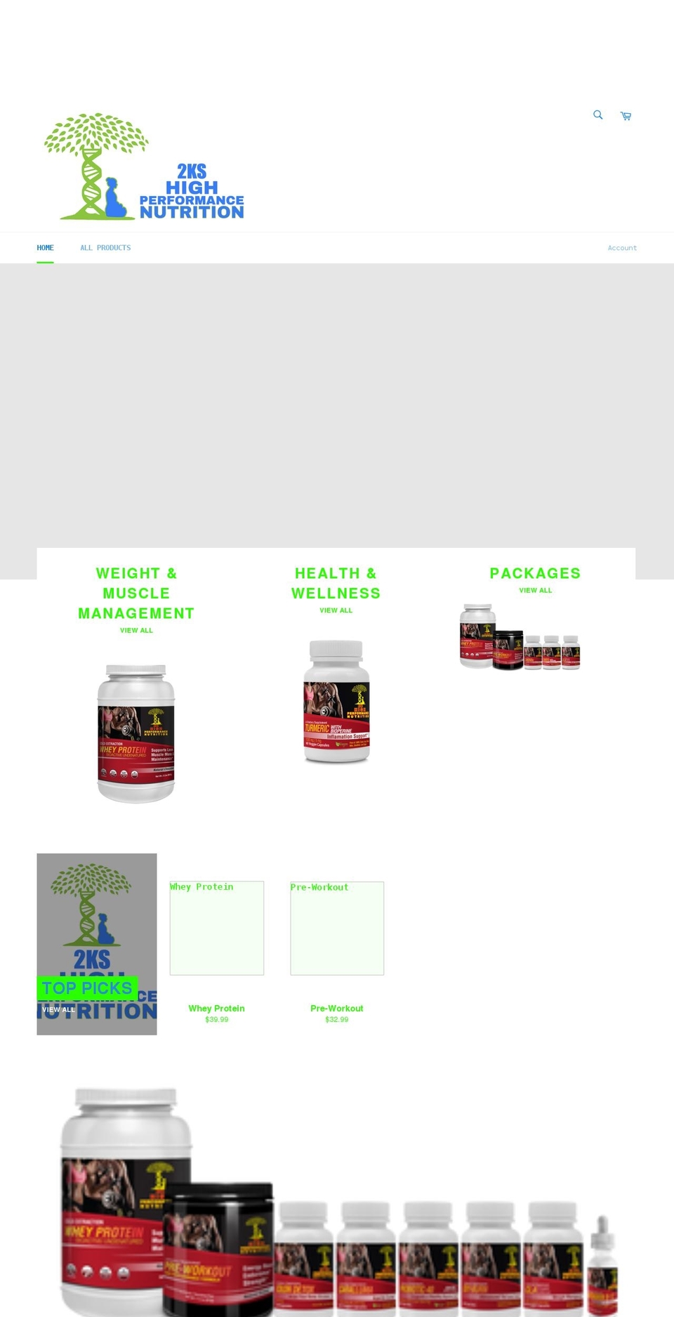 2ksnutrition.com shopify website screenshot