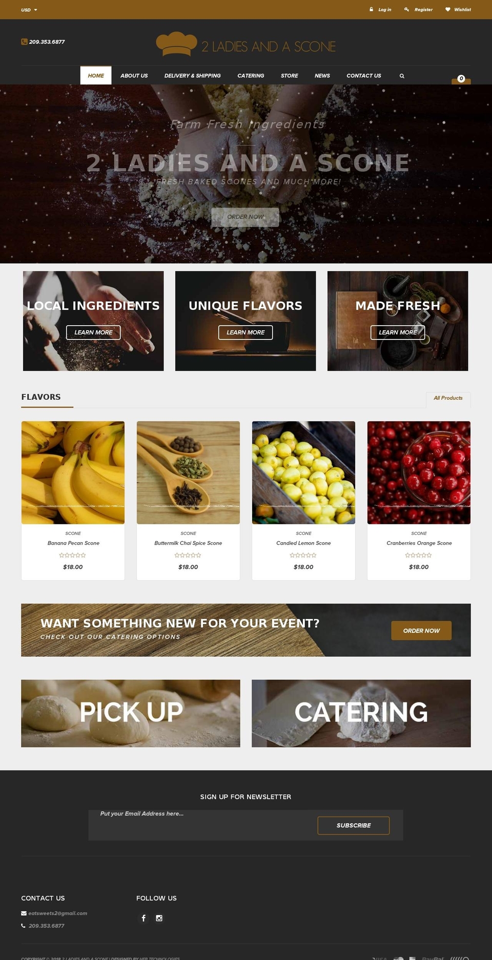 2ladiesandascone.com — Shopify storefront screenshot
