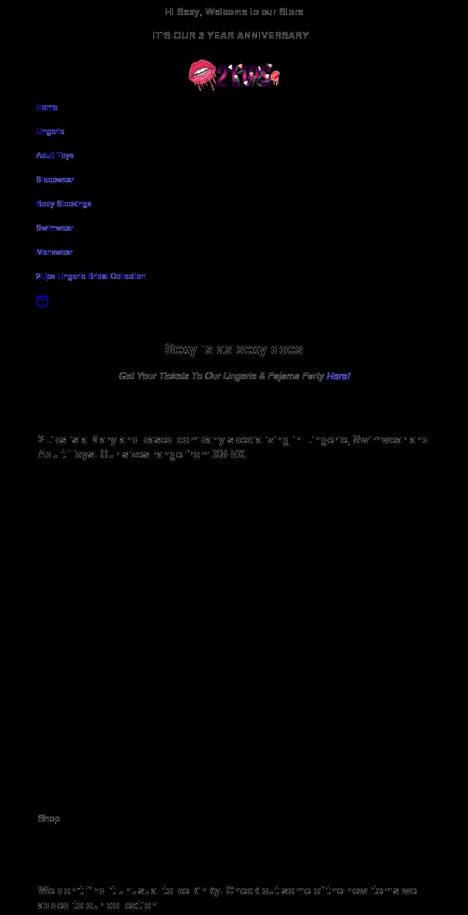 2lipslingerie.com shopify website screenshot
