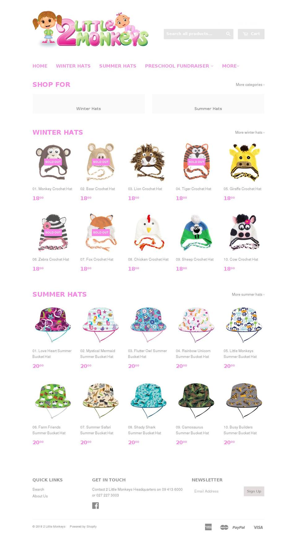 2littlemonkeys.co.nz shopify website screenshot