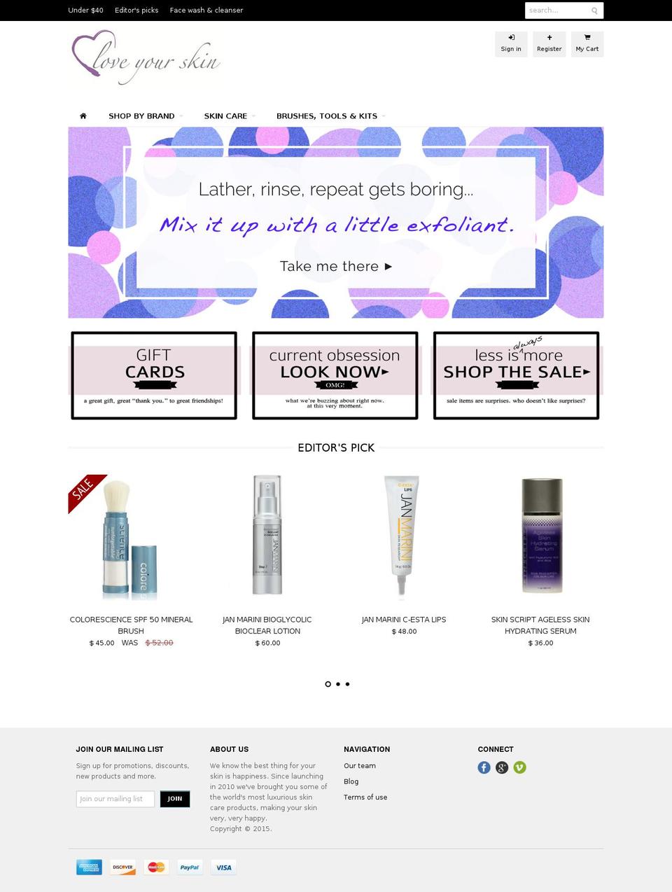 2loveyourskin.com shopify website screenshot
