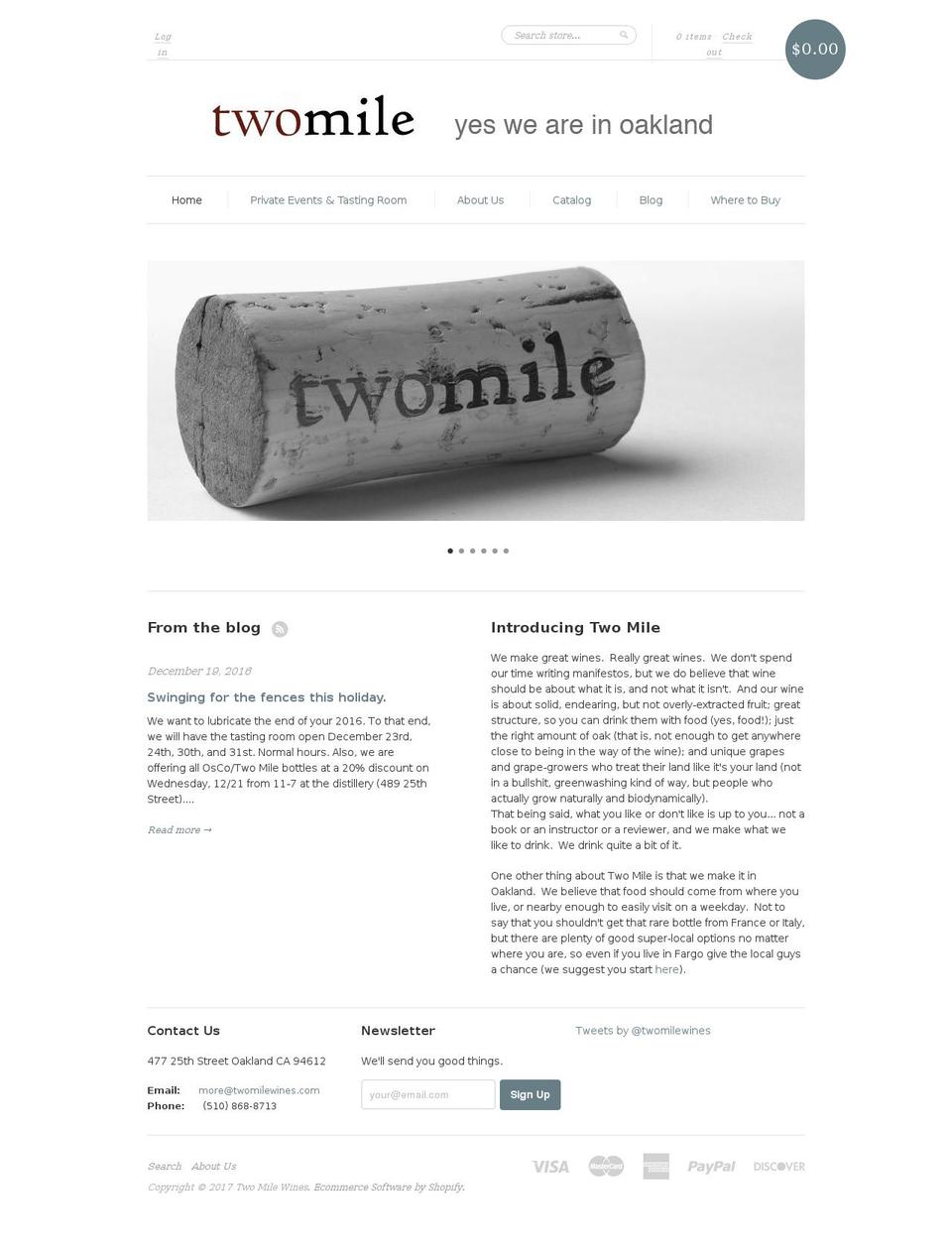 2milewine.com shopify website screenshot