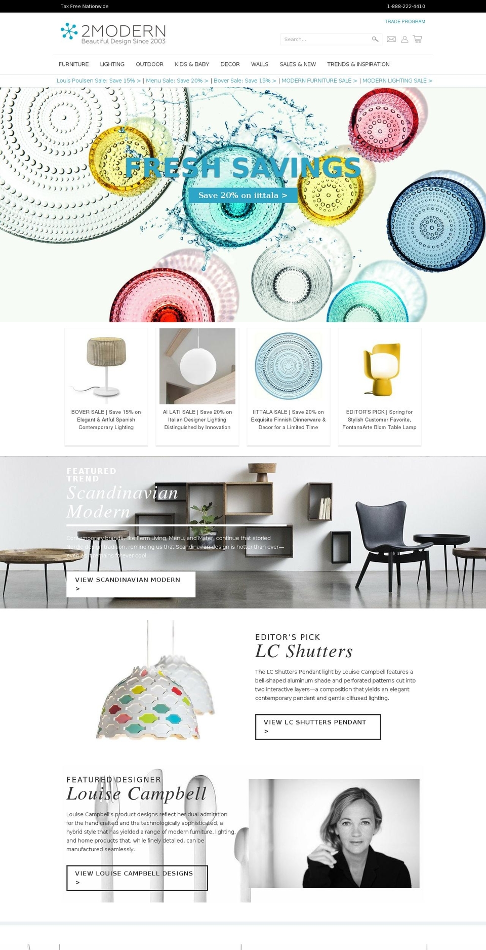 Production Shopify theme site example 2modern.com