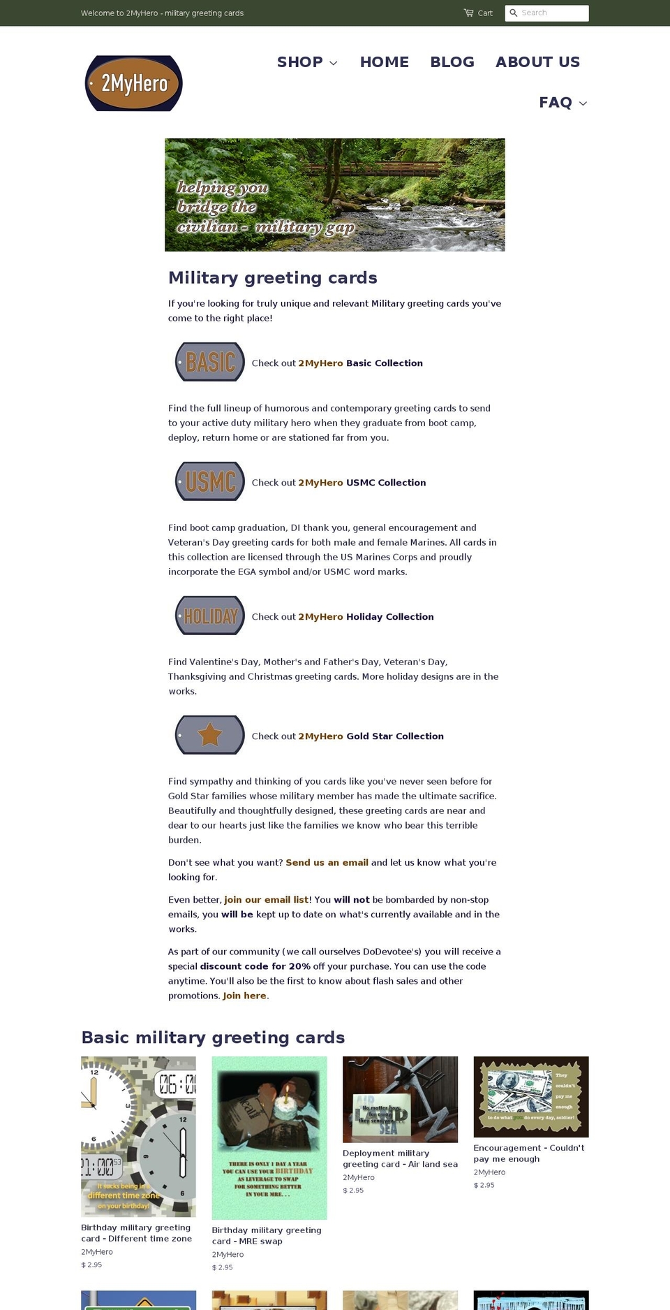 2myherocards.com shopify website screenshot