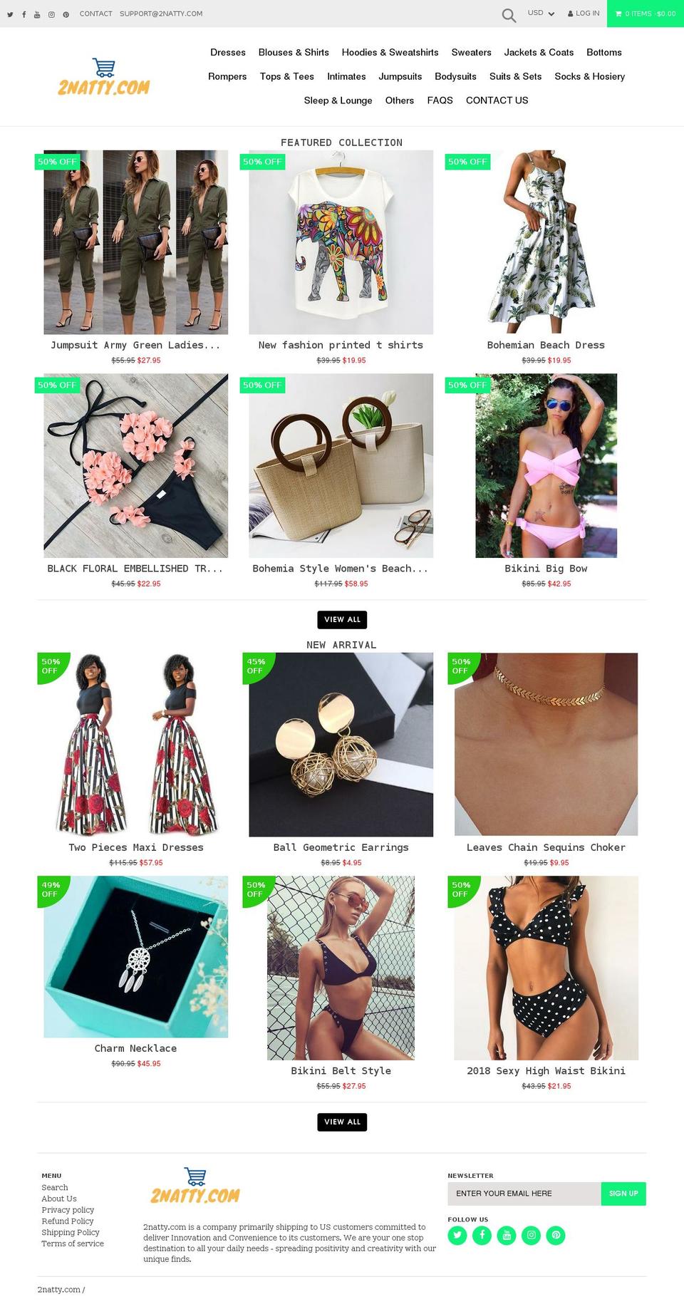 2natty.com shopify website screenshot