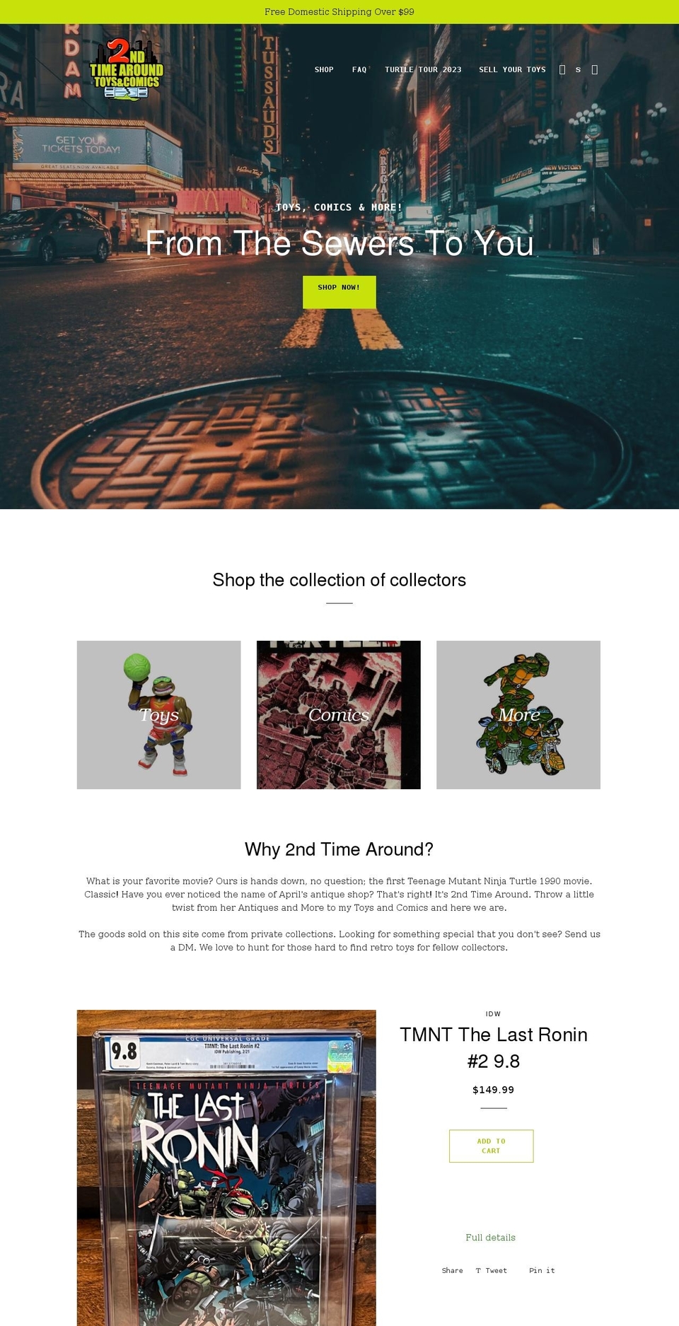 2ndtimearoundtoysandcomics.com shopify website screenshot