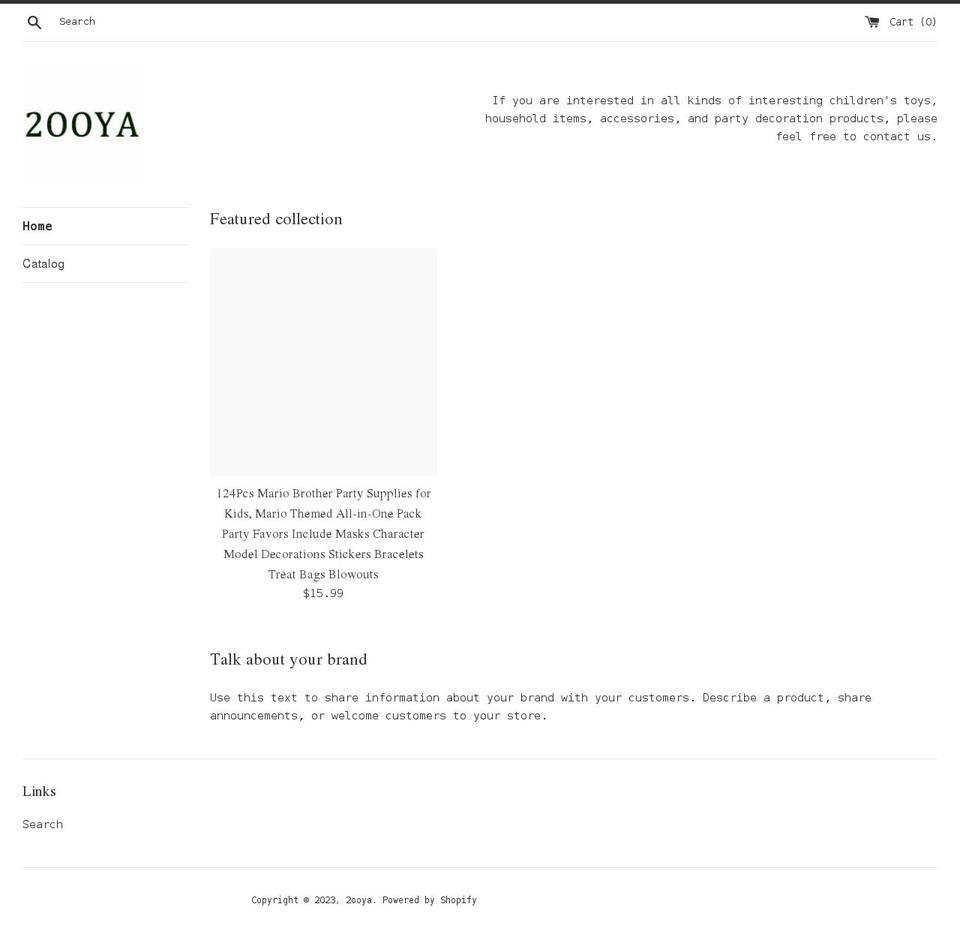 2ooya.com shopify website screenshot