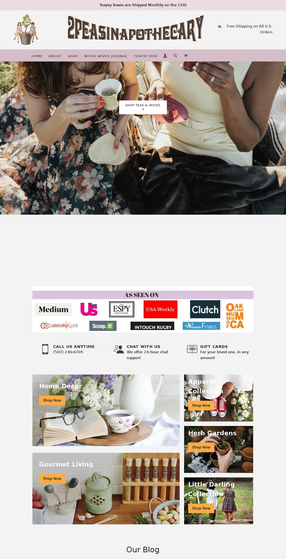 2peasinapothecary.com — Shopify storefront screenshot