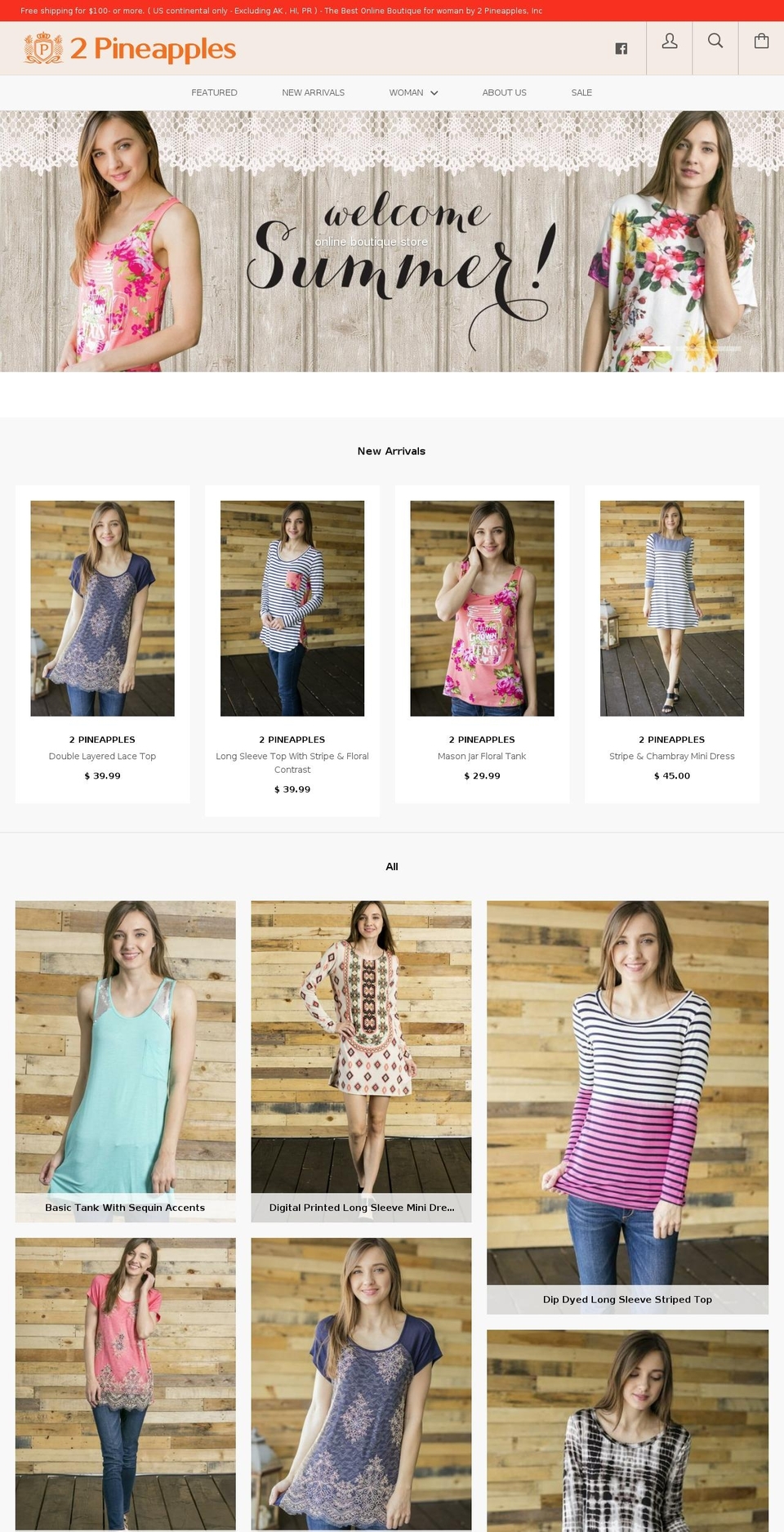 2pineapples.com — Shopify storefront screenshot