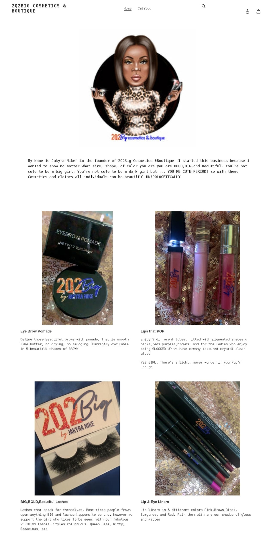 2q2bigcosmeticboutique.com shopify website screenshot