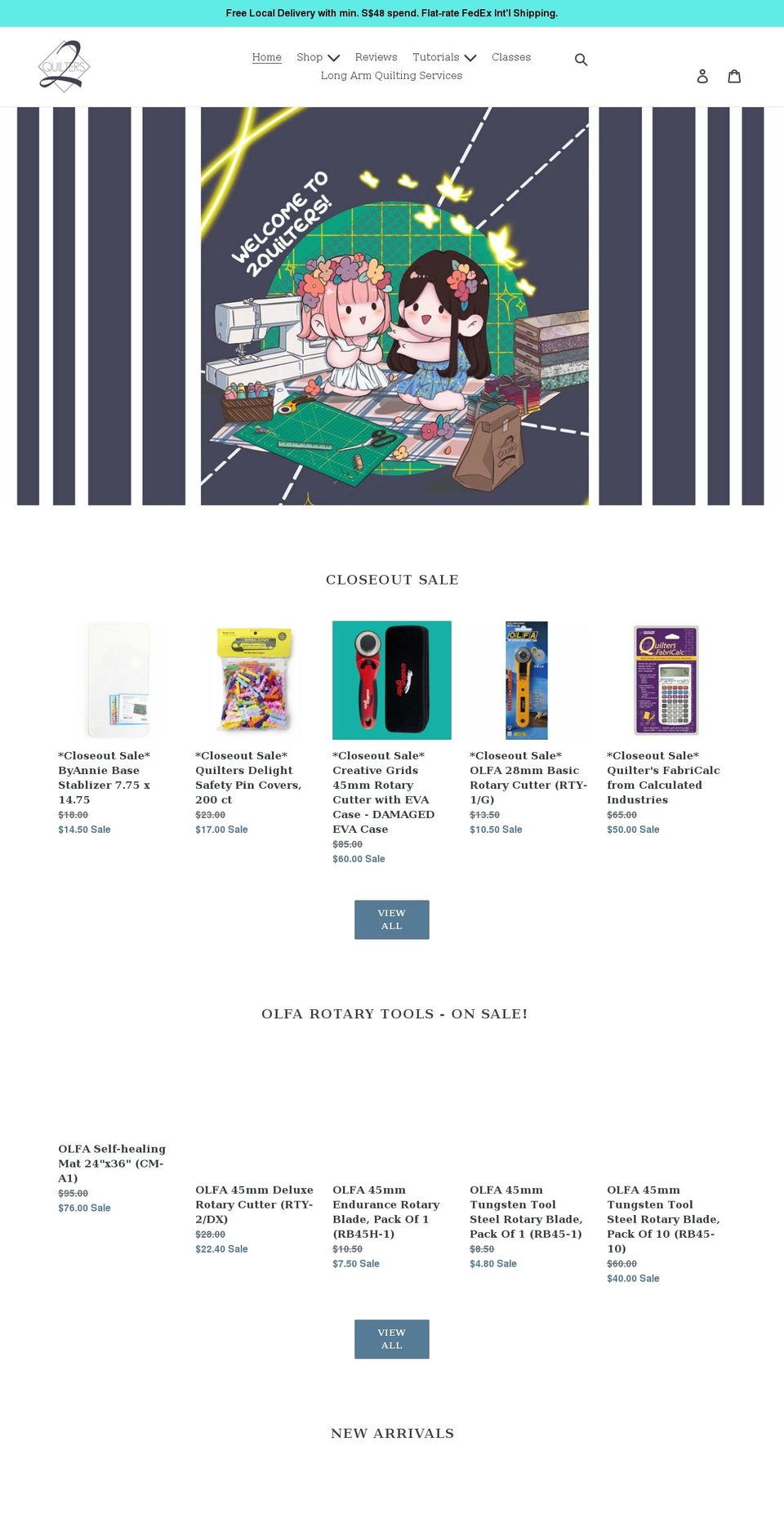 2quilters.com shopify website screenshot