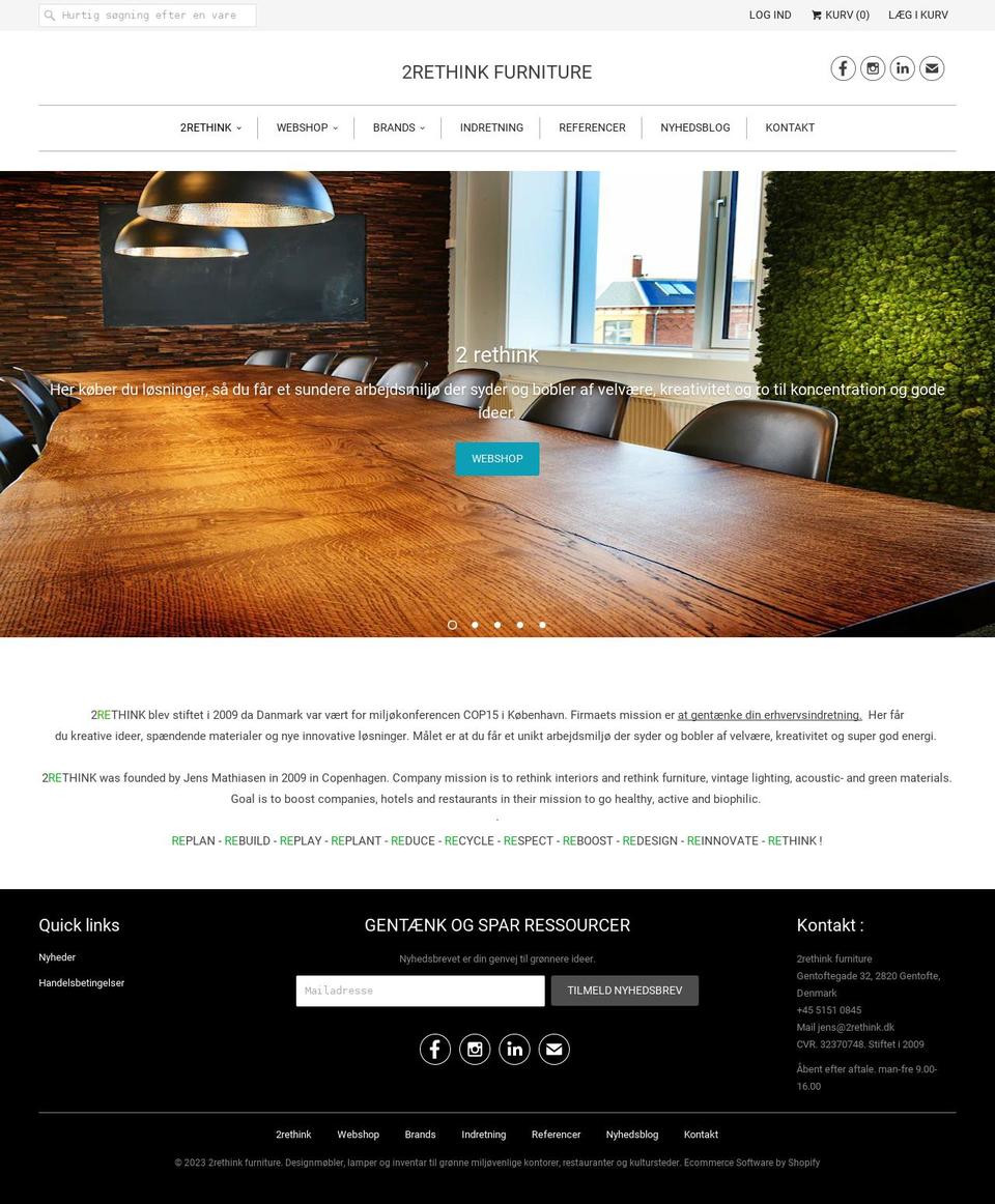 2rethinkfurniture.com — Shopify storefront screenshot
