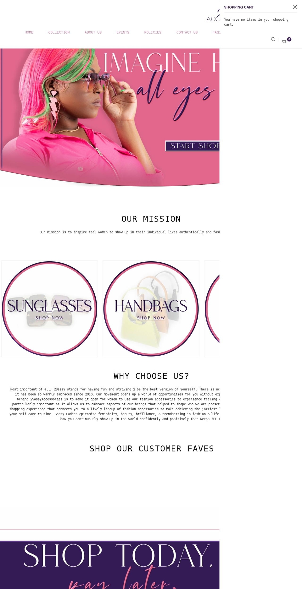 Amely Shopify theme site example 2sassyaccessories.com