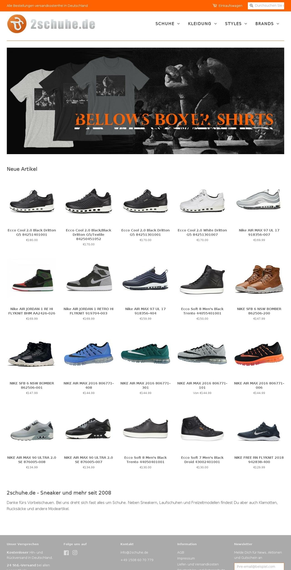 2schuhe.de shopify website screenshot