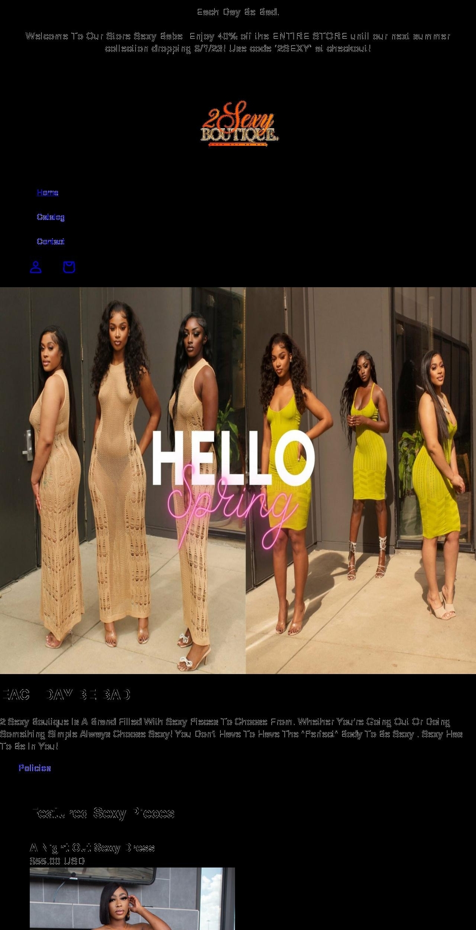 2sexyboutique.com shopify website screenshot