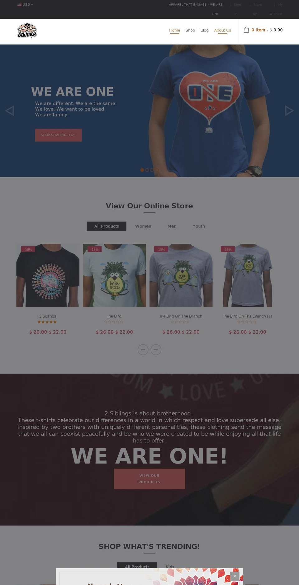 2siblings.com — Shopify storefront screenshot