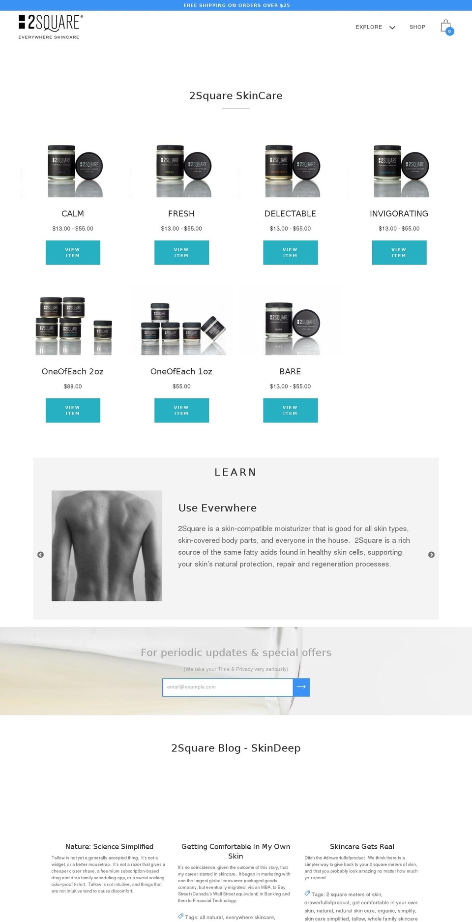 2Square Skincare - June4 Shopify theme site example 2squareskin.com