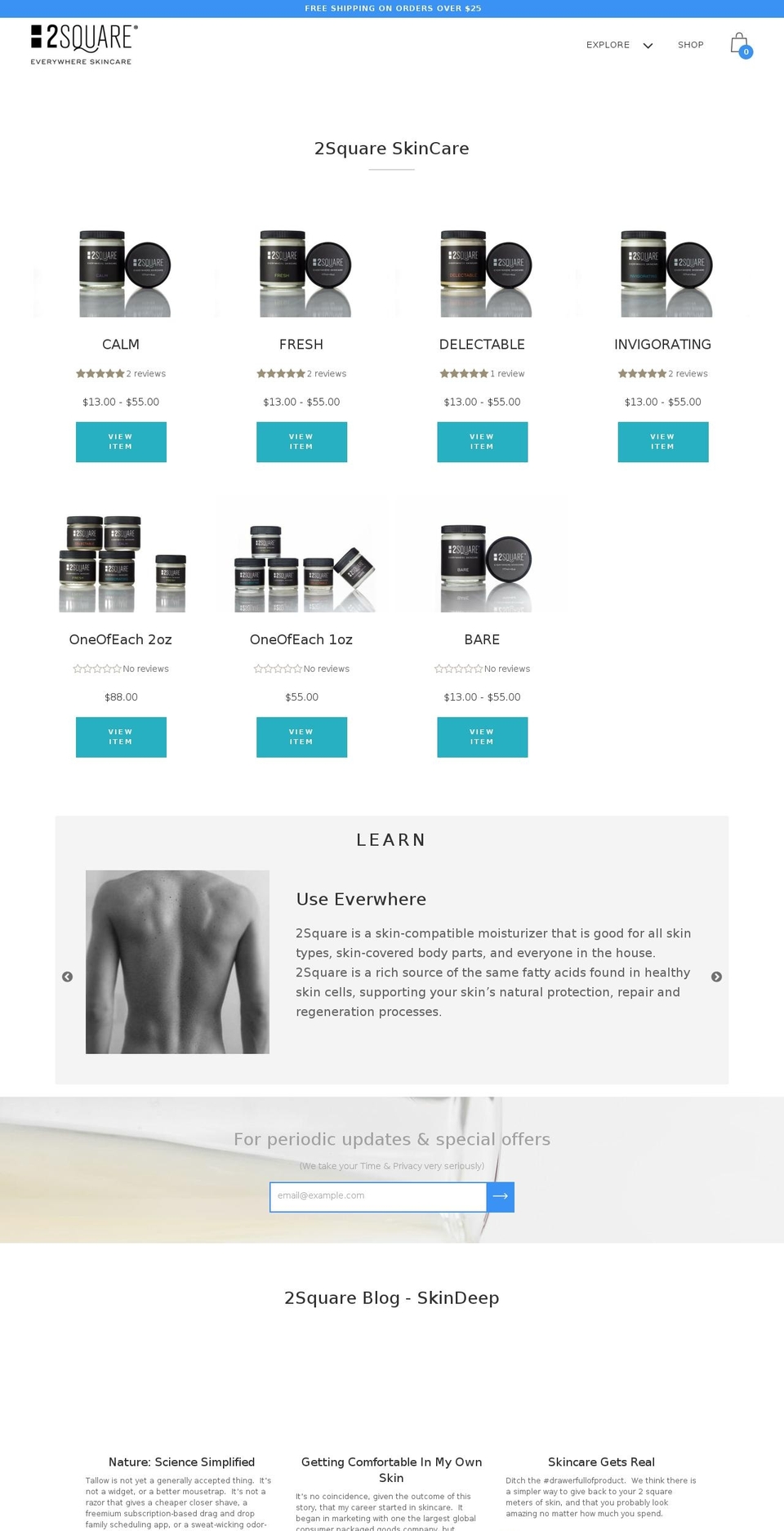 2Square Skincare - June4 Shopify theme site example 2squareskincare.com