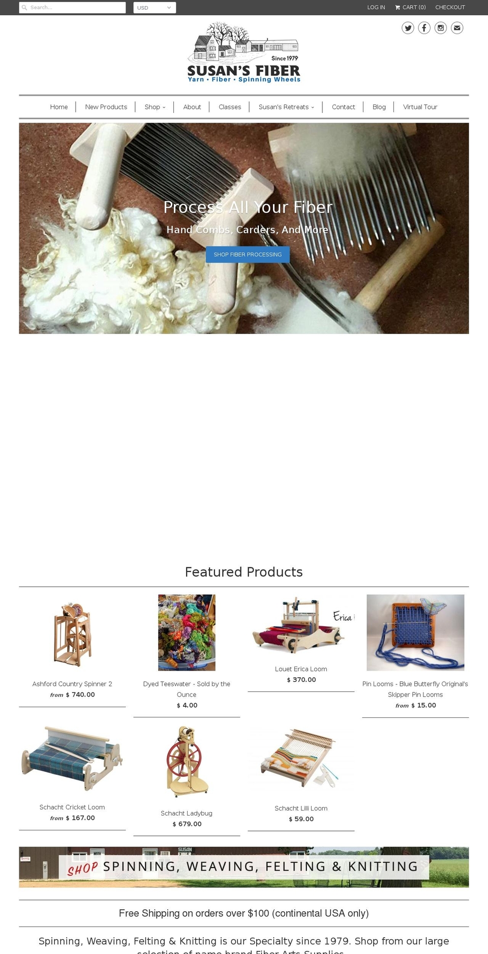 2susansfiber.com — Shopify storefront screenshot