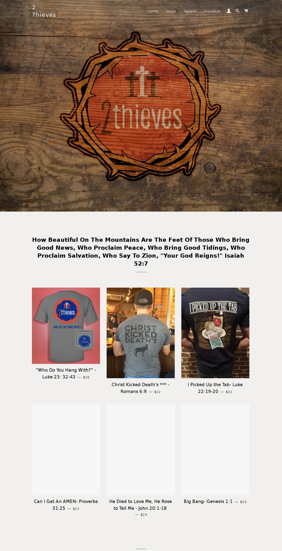2thieves.com shopify website screenshot