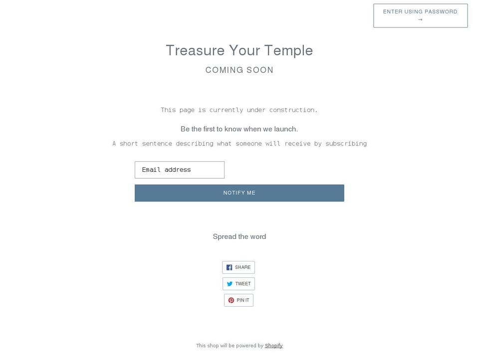 2treasureyourtemple.com shopify website screenshot