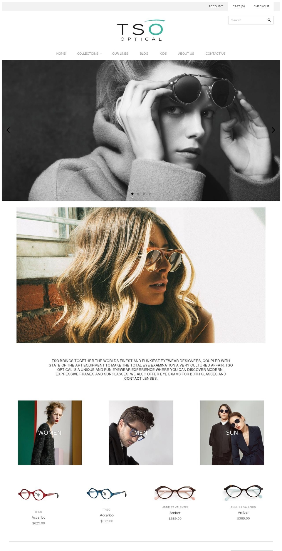 TSO Shopify theme site example 2tsooptical.com