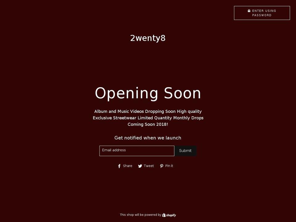 2wenty8.com — Shopify storefront screenshot
