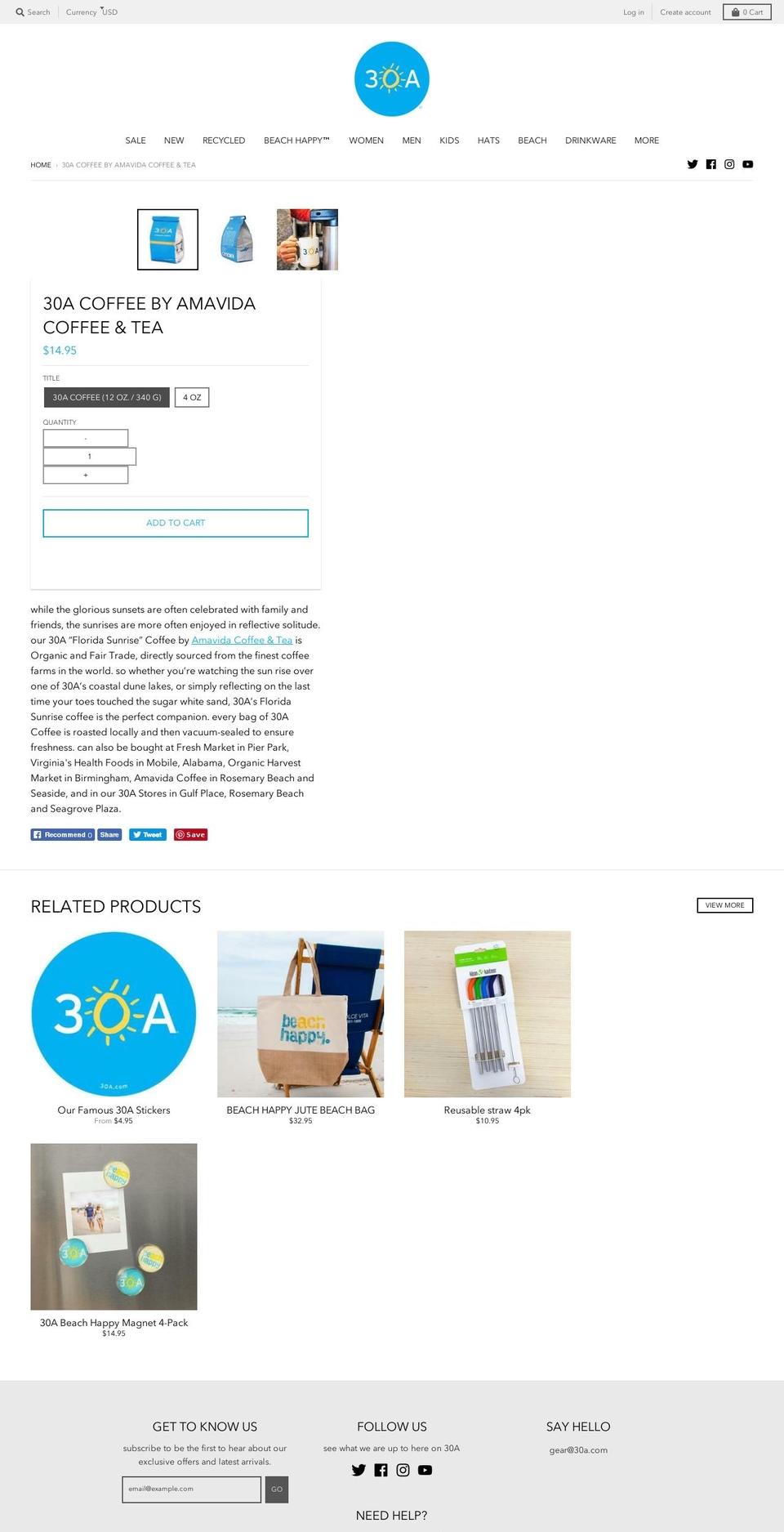 30acoffee.com — Shopify storefront screenshot