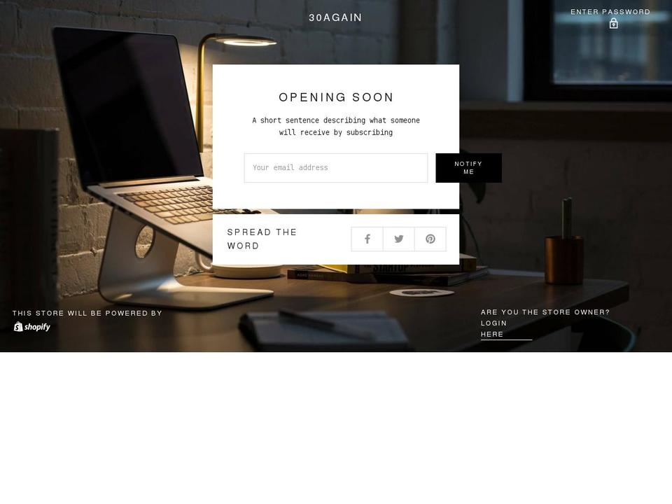 30again.myshopify.com shopify website screenshot