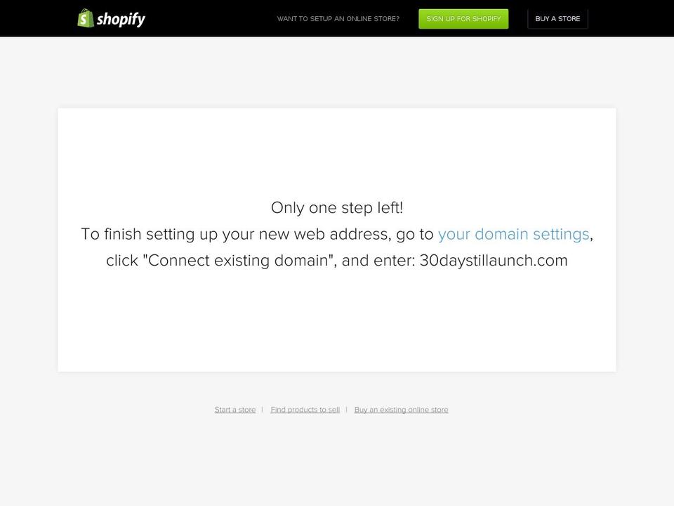 30daystillaunch.com shopify website screenshot