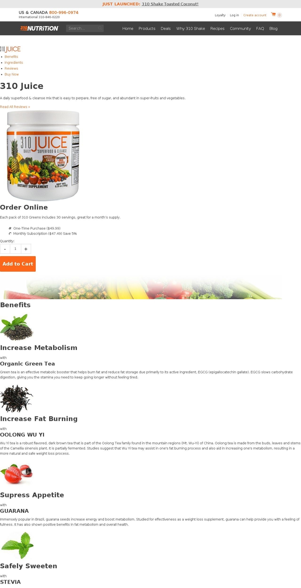 310greens.com — Shopify storefront screenshot