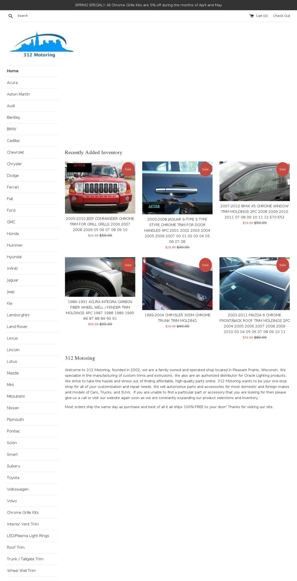 312motoring.com — Shopify storefront screenshot