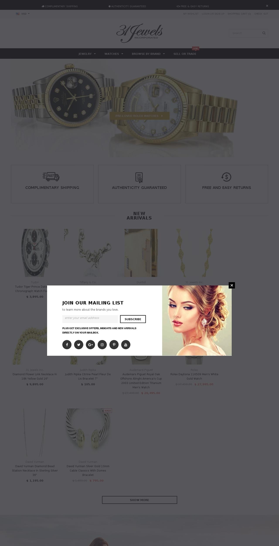 31jewels.net shopify website screenshot