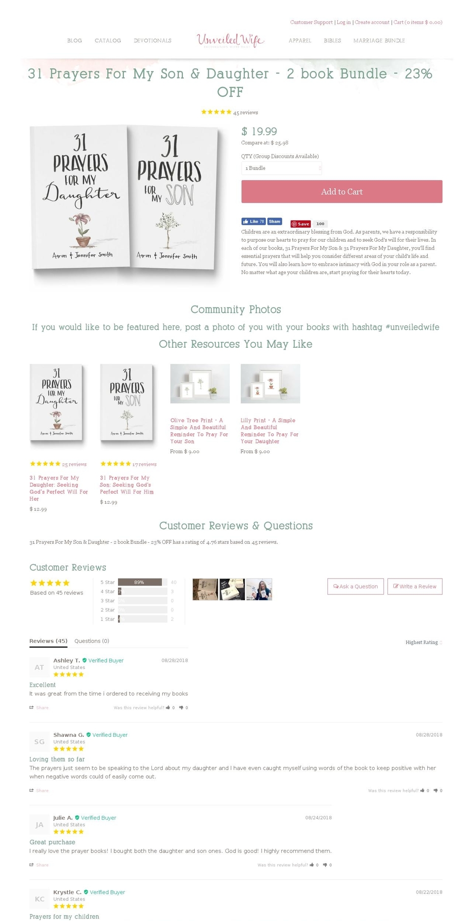 Unveiled Wife Shop Shopify theme site example 31prayersformychildren.com