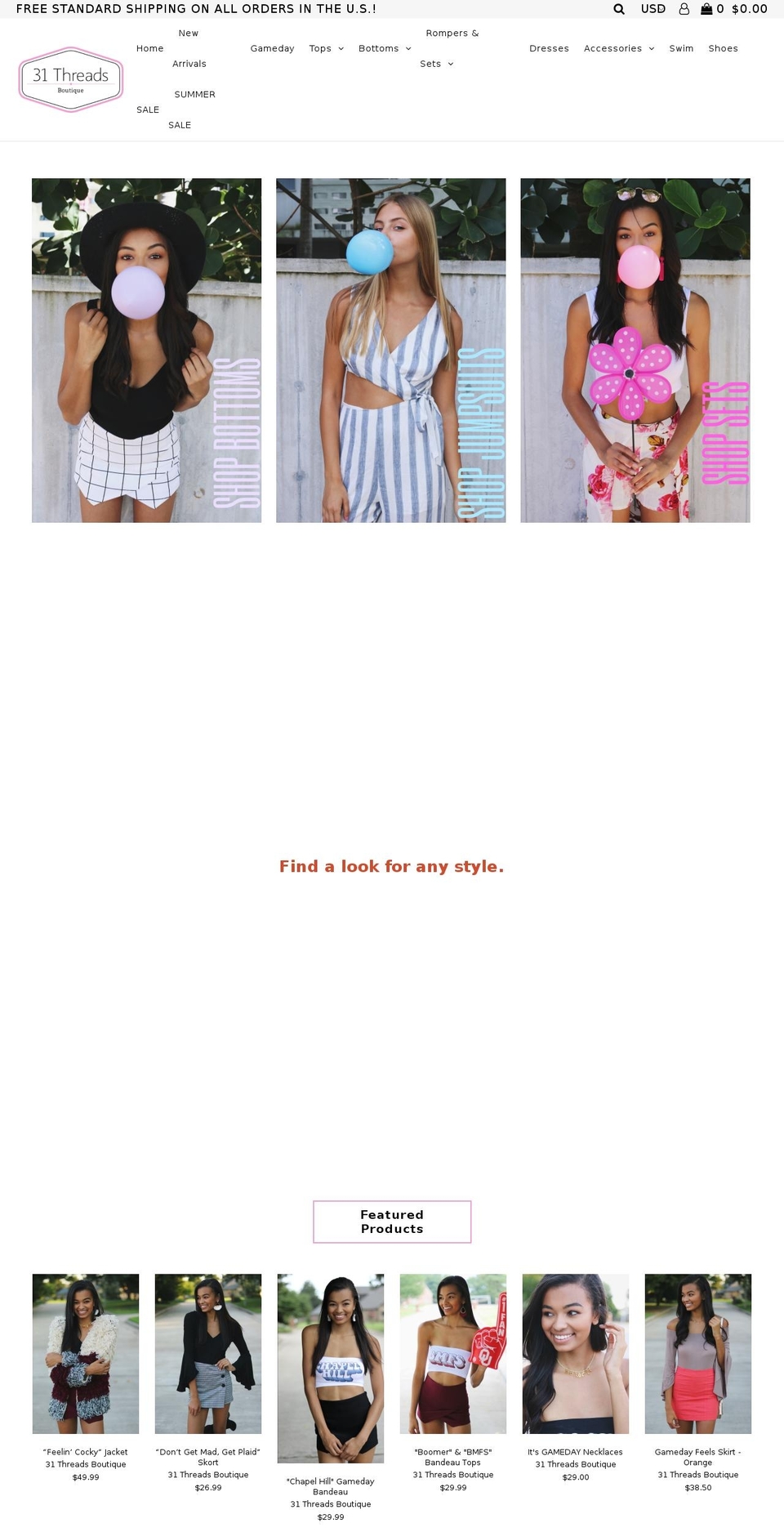 31threadsboutique.com — Shopify storefront screenshot