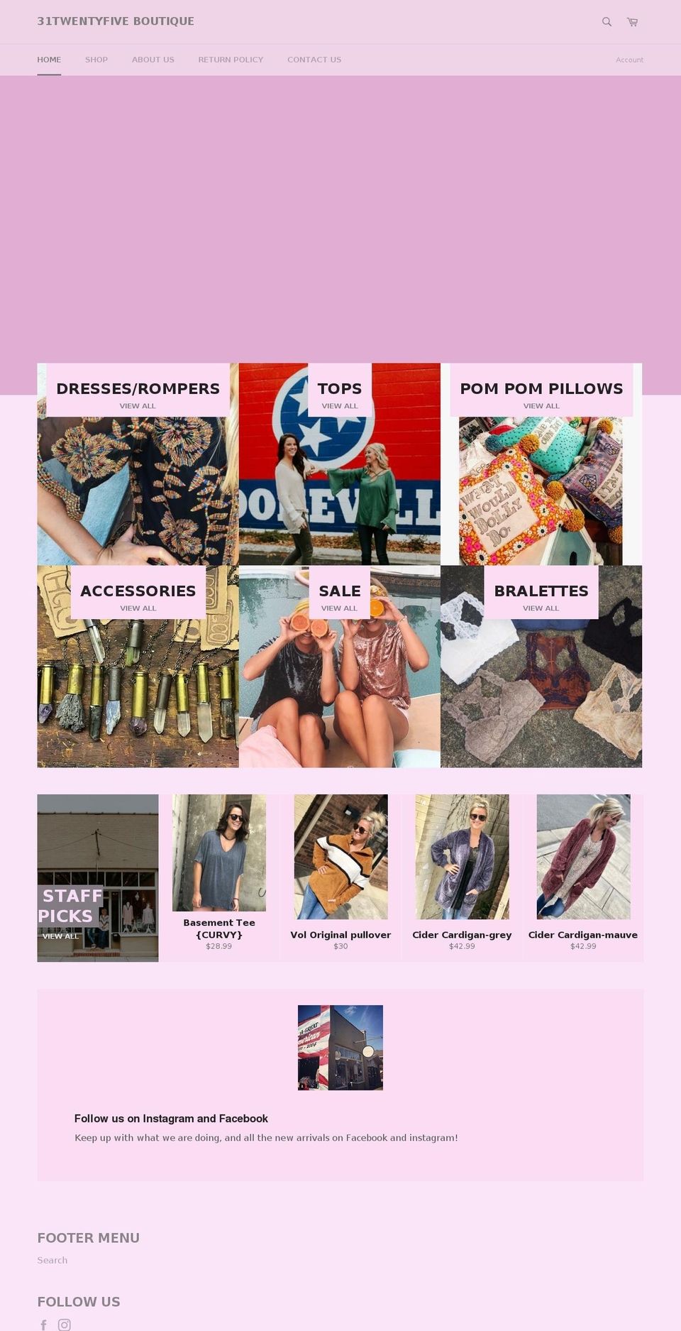 31twentyfiveboutique.com — Shopify storefront screenshot