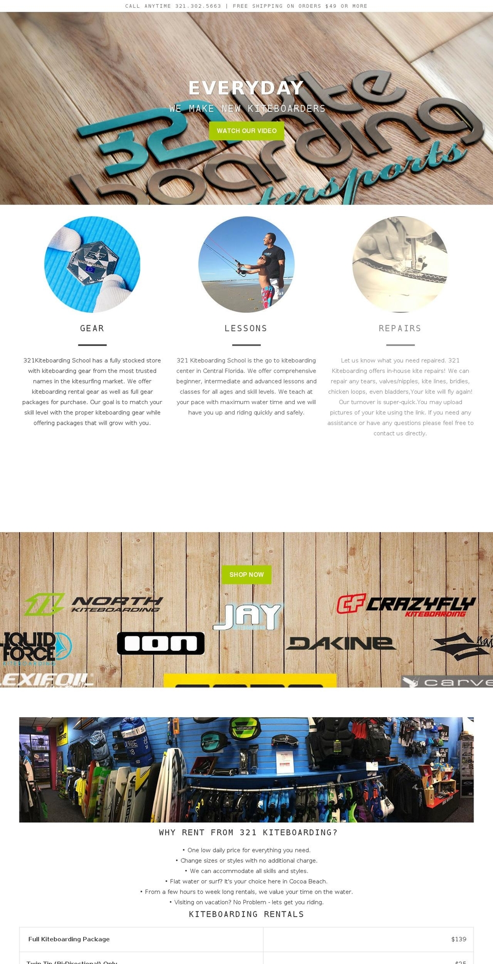 321kiteboarding.com shopify website screenshot